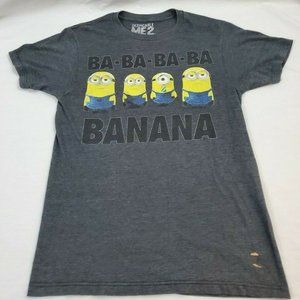 Minion Despicable Me 2 T-Shirt Gray BA BA BA Banana Graphic Men's Small